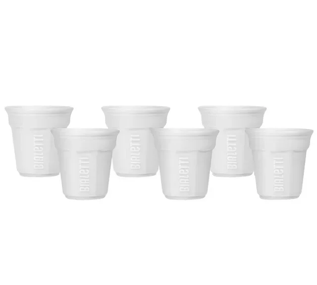 6 White Bicchierini Espresso Cups Set - BIALETTI