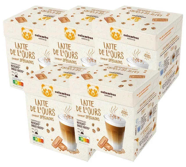 60 Capsules Compatible Nescafé* Dolce Gusto* Bear Latte Speculoos – COLUMBUS