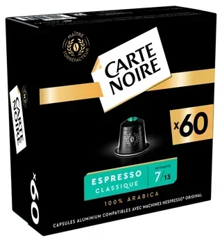 60 Nespresso* Original Compatible Capsules - Classic Espresso No.7 - CARTE NOIRE
