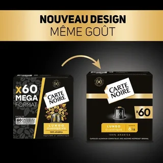 60 db CARTE NOIRE kapszula Nespresso* Original kompatibilis – Espresso Lungo N°6