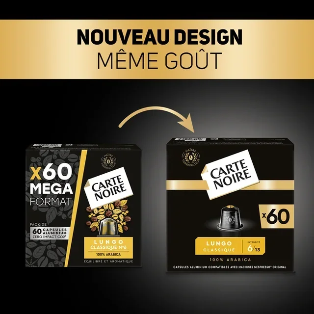 60 db CARTE NOIRE kapszula Nespresso* Original kompatibilis – Espresso Lungo N°6