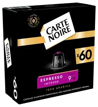 60 Nespresso* Original Compatible Capsules - Intense Espresso No.9 - CARTE NOIRE