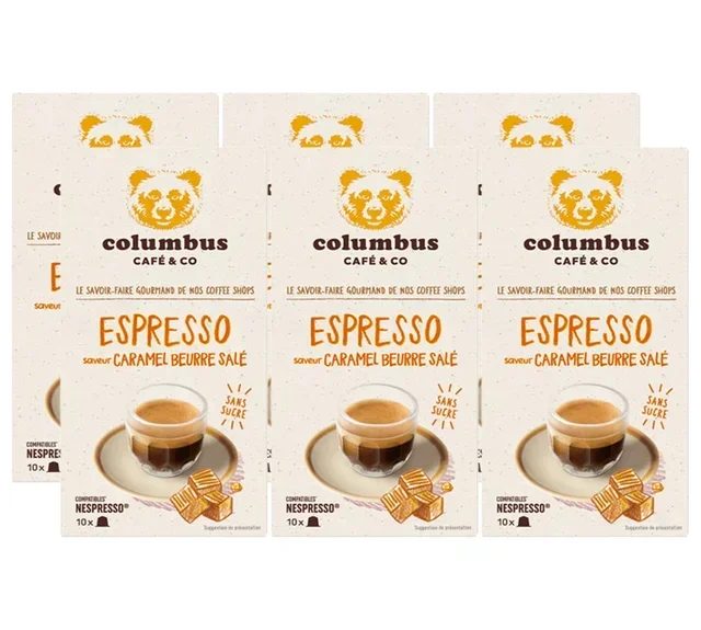 60 Cápsulas Nespresso® Compatibles Espresso Caramelo Mantequilla Salada - COLUMBUS CAFE &amp; CO