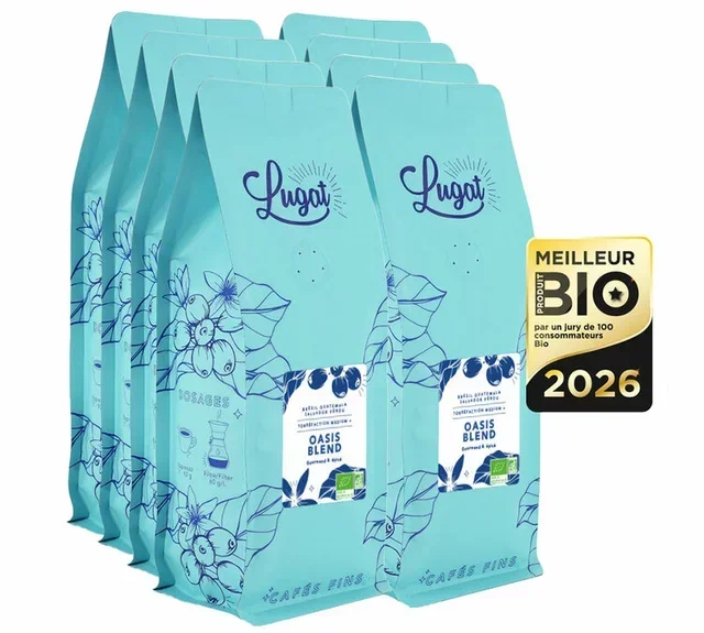 8 kg - Bio Kávébab Profiknak Oasis Blend - Legjobb Bio Termék Díj - Cafés Lugat