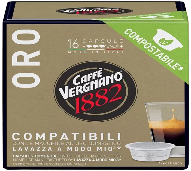 80 Kompostierbare Caffè Vergnano Oro Kapseln - A Modo Mio kompatibel