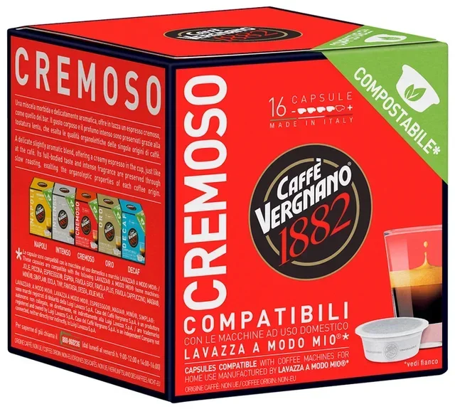 80 kompostierbare Kapseln CAFFE VERGNANO Cremoso für Lavazza A Modo Mio