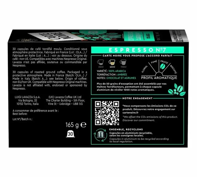 90 capsule compatibili con Nespresso* Original Espresso Classico n.7 - CARTE NOIRE