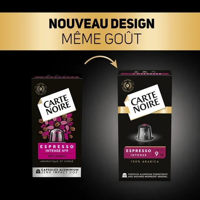 90 capsule compatibili con Nespresso* Original Espresso Intenso n°9 - CARTE NOIRE