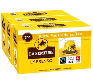 99 κάψουλες LA SEMEUSE συμβατές με Nespresso* Original, πιστοποίηση Fairtrade
