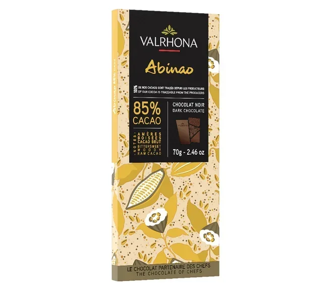 Dunkle Schokoladentafel Abinao 85% Kakao - 70 g - VALRHONA