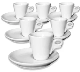 Set 6 tazzine espresso Giotto Ancap con piattini, porcellana italiana 7cl