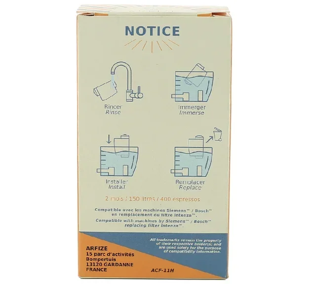 Φίλτρο νερού ARFIZE - Συμβατό με Brita Intenza Siemens Lavazza