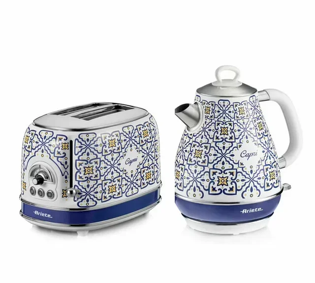 ARIETE Capri Breakfast Bundle: 2-Slice Toaster &amp; 1.7L Kettle
