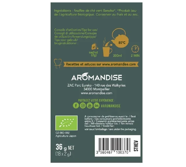 Luomu Sencha Vihreä Tee – 18 pussia | AROMANDISE