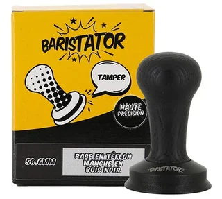 Професионален тампер BARISTATOR 58,6 мм с черна дървена дръжка и антистатична основа