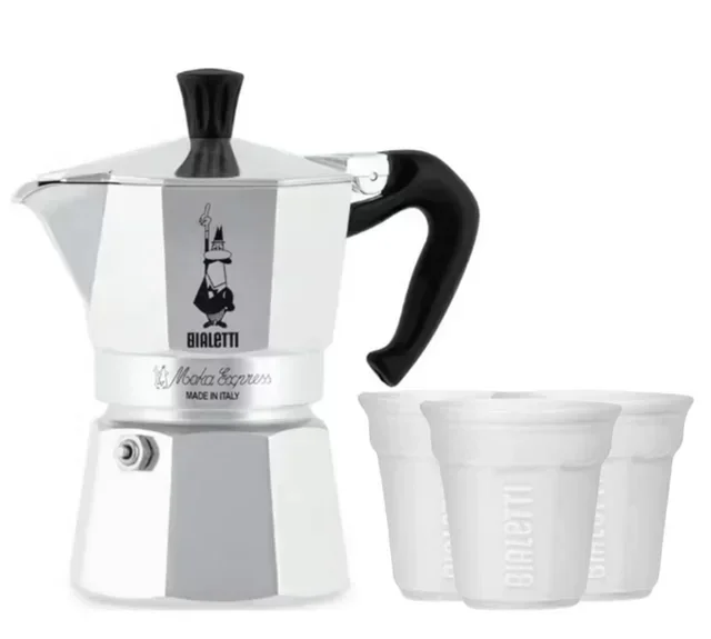 Kawiarka Bialetti Moka Express 3 filiżanki + zestaw 6 szklanek 9 cl