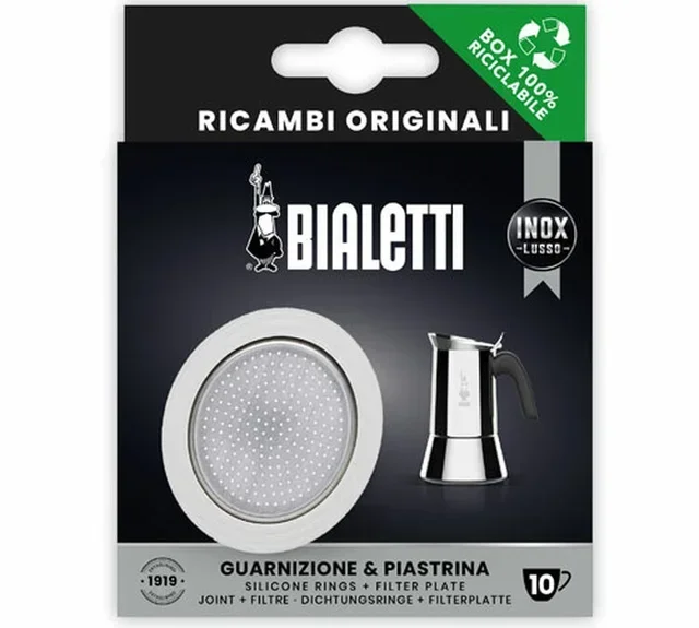 Set 1 guarnizione + 1 filtro Bialetti per caffettiera induzione 10 tazze