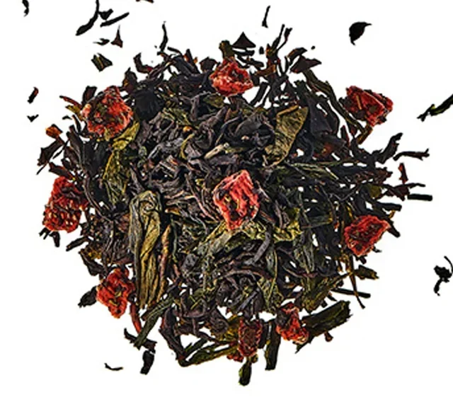 Black &amp; Green Tea A Strawberry Love Organic - Loose 100 g - FRENCH TEA COUNTER