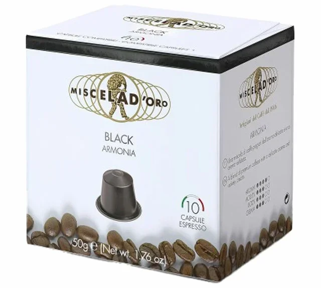 Black Armonia Nespresso* Original Compatible Capsules (10ct) - MISCELA D'ORO
