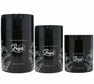 Recipiente preto hermético para baristas com vácuo 1kg - Cafés Lugat
