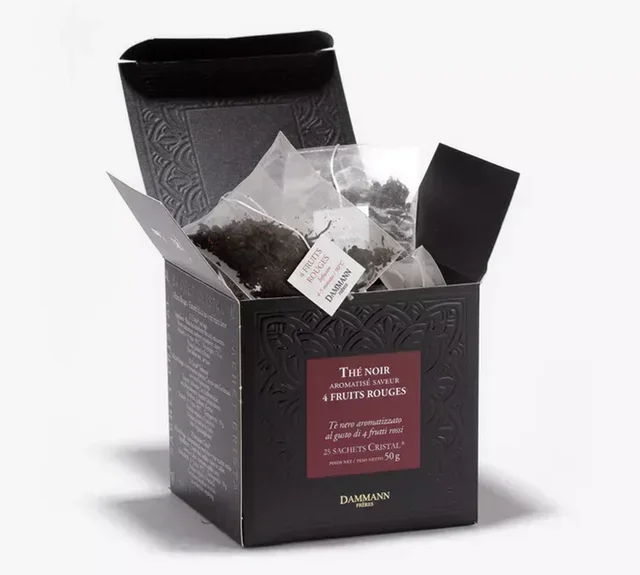 Svart te för proffs 4 röda frukter - 25 kristallpåsar - DAMMANN FRÈRES