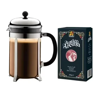 Bodum Chambord 1,5L cafetière + 250g Zicaffè Antico Aroma gemalen koffie