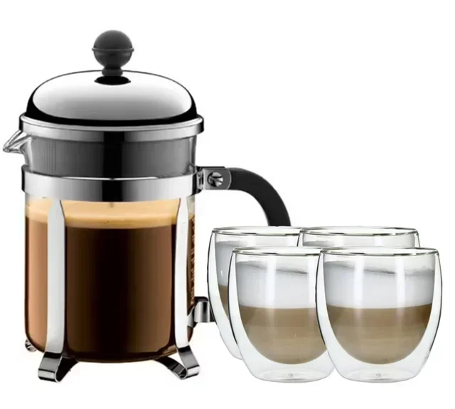 Zestaw Bodum Chambord: french press 50cl + 4 szklanki Pavina 25cl
