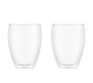 BODUM PAVINA Dvostruko Stjenkastih Rebrastih Čaša Set, 32 cl, Proziran - 2 kom