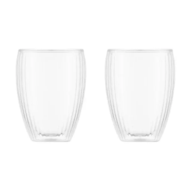 BODUM PAVINA Dobbelveggede Riflete Glassett, 32 cl, Klare - 2-pk