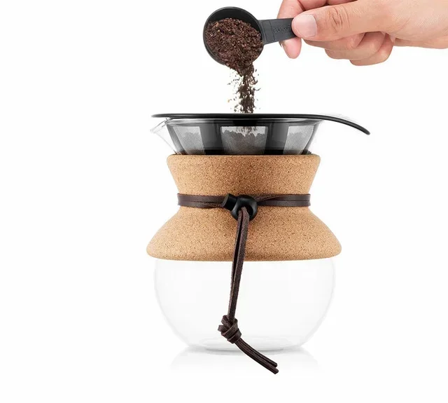 Bodum Pour Over Manual Coffee Maker Cork &amp; Leather – 4 Cups/50cl