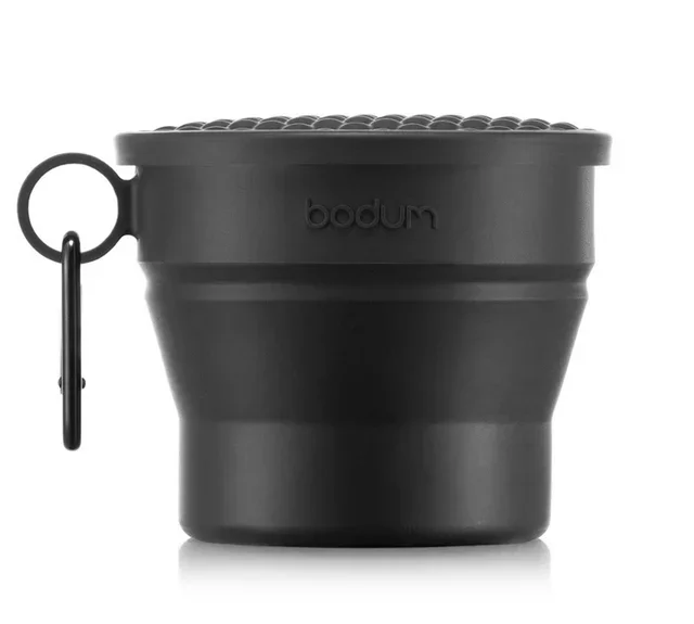 BODUM Reisekrus - Sammenleggbar Bistro med lokk og karabin, 0,3 l, svart