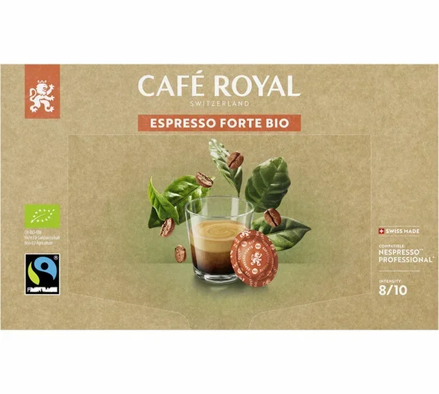 Café Royal Bio Espresso Forte – 50 Nespresso® Pro-Compatible Capsules – Fairtrade Office Pads