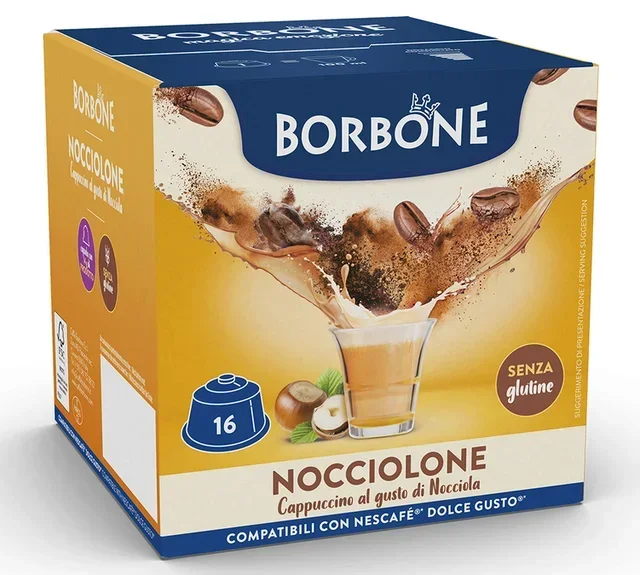 Κάψουλες Cappuccino Nocciolone Caffè Borbone – 16 τεμ. συμβατές με Nescafé* Dolce Gusto*