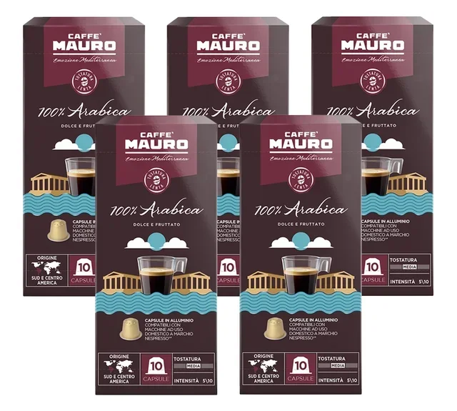 Kapsułki CAFFE MAURO kompatybilne Nespresso* Original – 50 sztuk, 100% Arabica