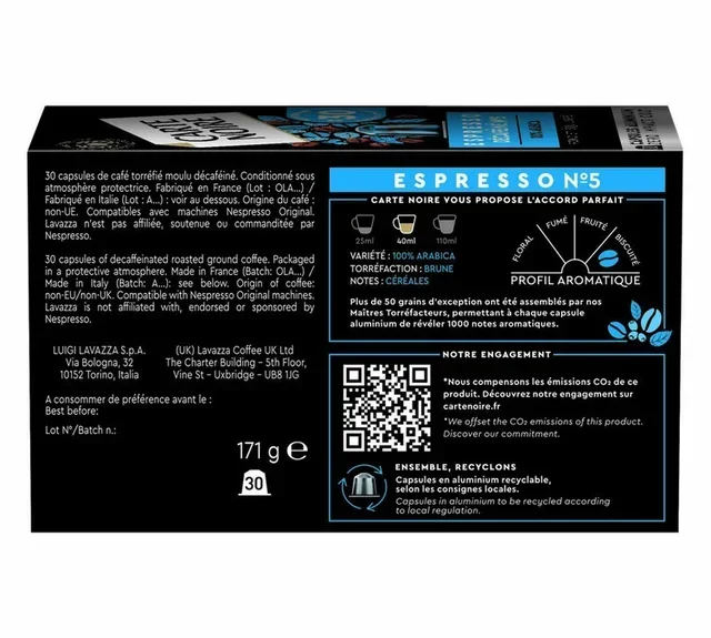 CARTE NOIRE Koffeinfri Espresso - 30 Kapsler for Nespresso* Original