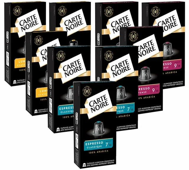 CARTE NOIRE Pack Odkrycie - 90 kompatybilnych kapsułek Nespresso* Original N°6 - 7 - 8