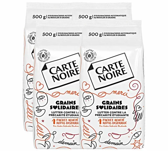CARTE NOIRE - Ganze Bohnen Solidaritätskaffee 2kg (4x500g) - Profi-Qualität