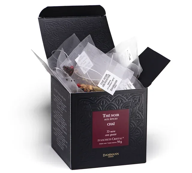 Schwarzer Chai-Tee – 25 Kristall-Teebeutel – DAMMANN FRÈRES