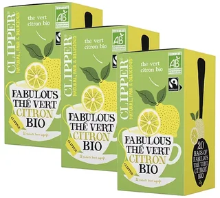 CLIPPER Tè Verde al Limone Bio ed Equosolidale Fabulous - 3 x 20 bustine