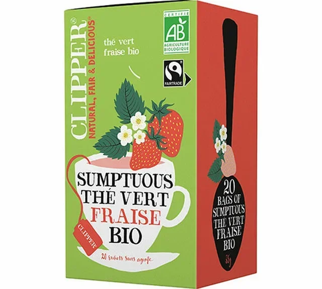 Clipper Organic &amp; Fairtrade Strawberry Green Tea - 20 Tea Bags