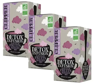 CLIPPER Infuso Detox Frutti Rossi Bio - Confezione 3x20 Bustine