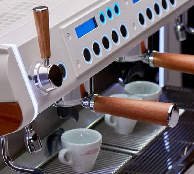 Conti Monte Carlo - Máquina Espresso Profesional - Blanco y Madera - 2 Grupos