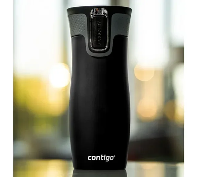 Contigo Westloop duplafalú termosz bögre matt fekete 47cl + teafűszűrő