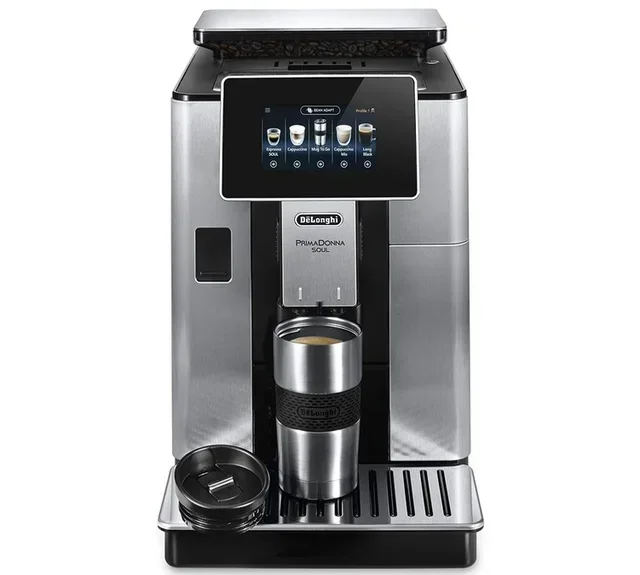 DELONGHI Primadonna Soul ECAM 610.74.MB Bean-to-Cup Coffee Machine, Grey, with Travel Mug