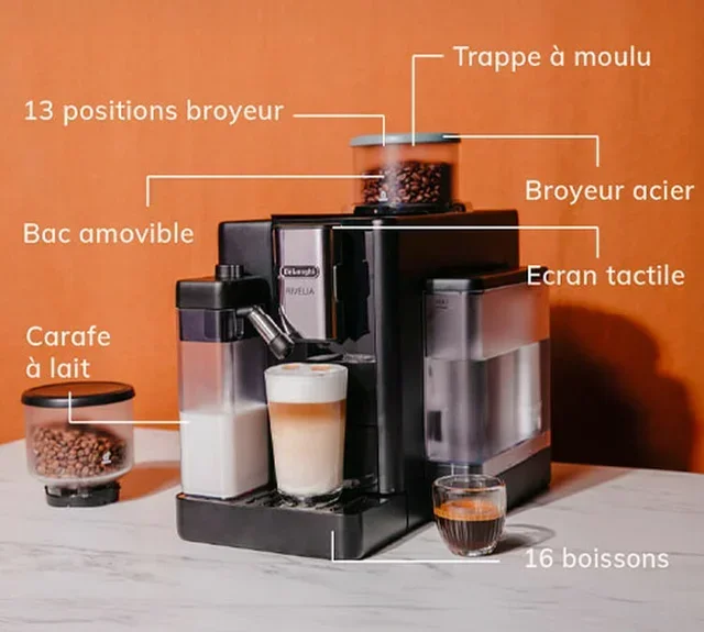 Macinacaffè DeLonghi Rivelia FEB4455.B Nero onice (Latte)