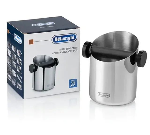 DeLonghi stainless steel countertop knock box.