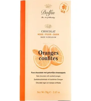 DOLFIN 60% Dark Chocolate Bar with Candied Oranges - 70g