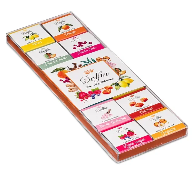 DOLFIN Gourmet-Quadrate 12 Sorten - 24 Napolitains Schokoladen-Set