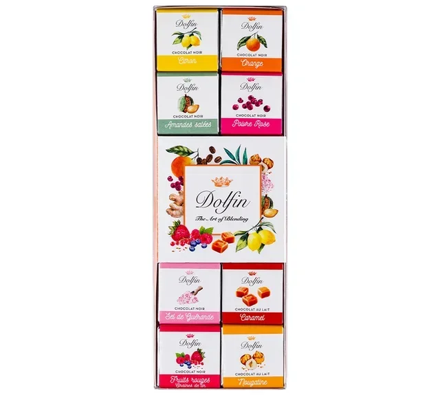 DOLFIN Gourmet-Quadrate 12 Sorten - 24 Napolitains Schokoladen-Set