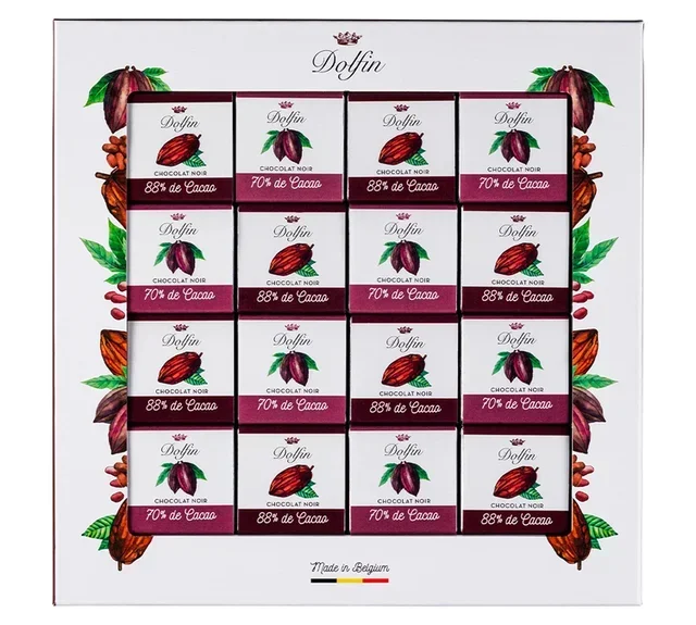 DOLFIN Ebene Sortiment 2 Zartbitterschokoladengeschmäcker - 48 Napolitains